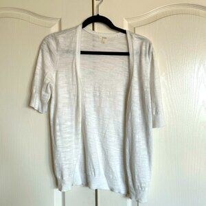Caslon white heathered short sleeve v neck cardigan size large